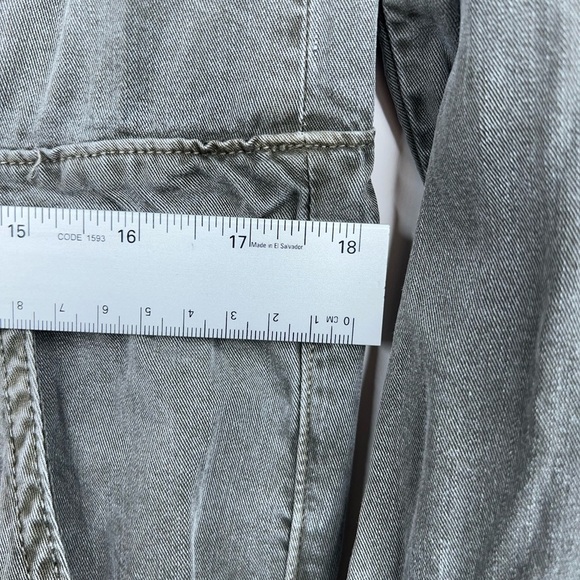 NSF Asymmetric Button Front Jumpsuit Long Sleeve Green Gray Relaxed Miche Small - Picture 12 of 14